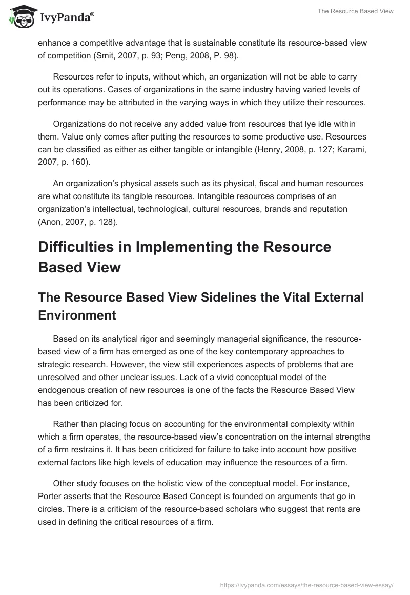 The Resource Based View. Page 4