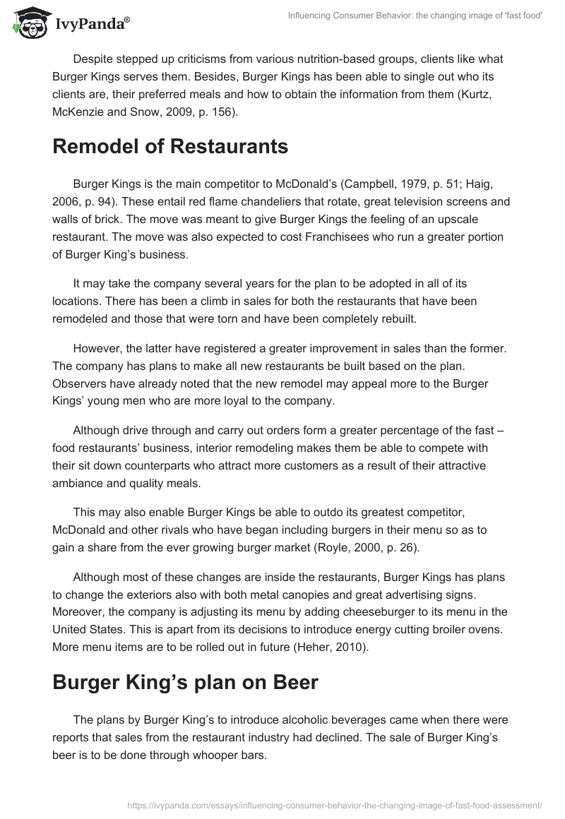 Influencing Consumer Behavior: the changing image of 'fast food'. Page 3