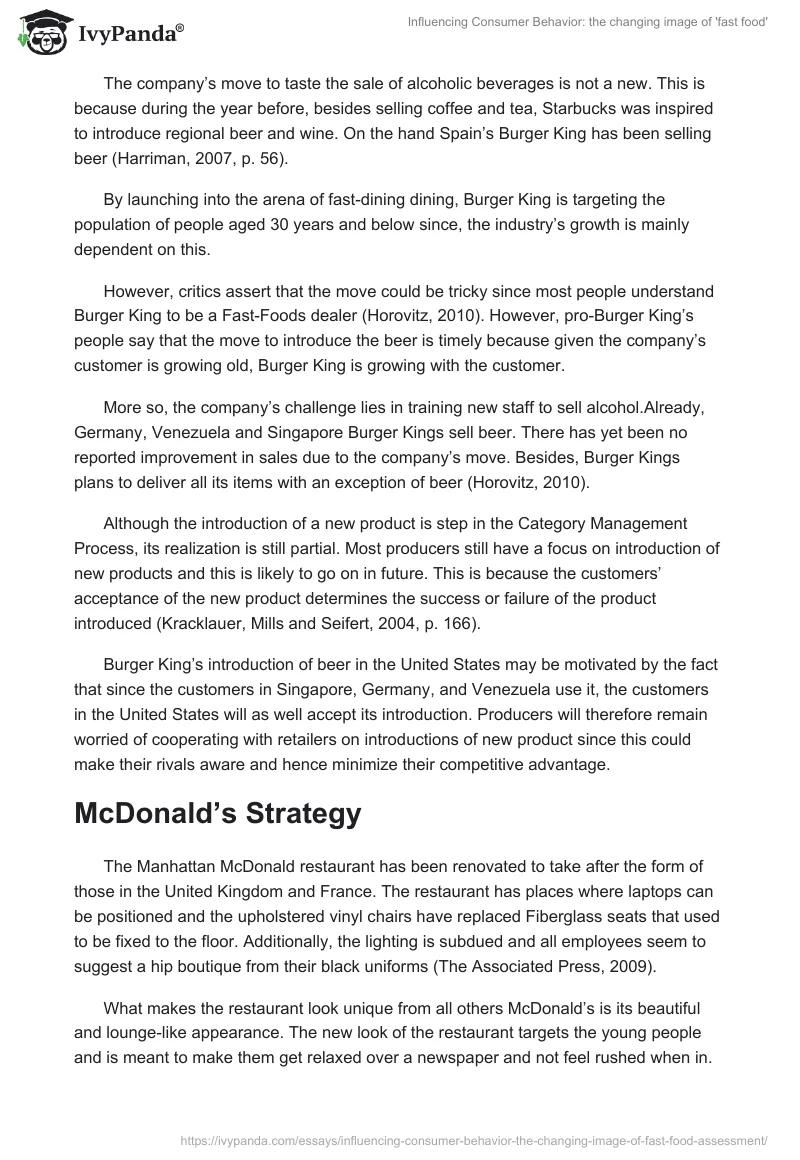 Influencing Consumer Behavior: the changing image of 'fast food'. Page 4