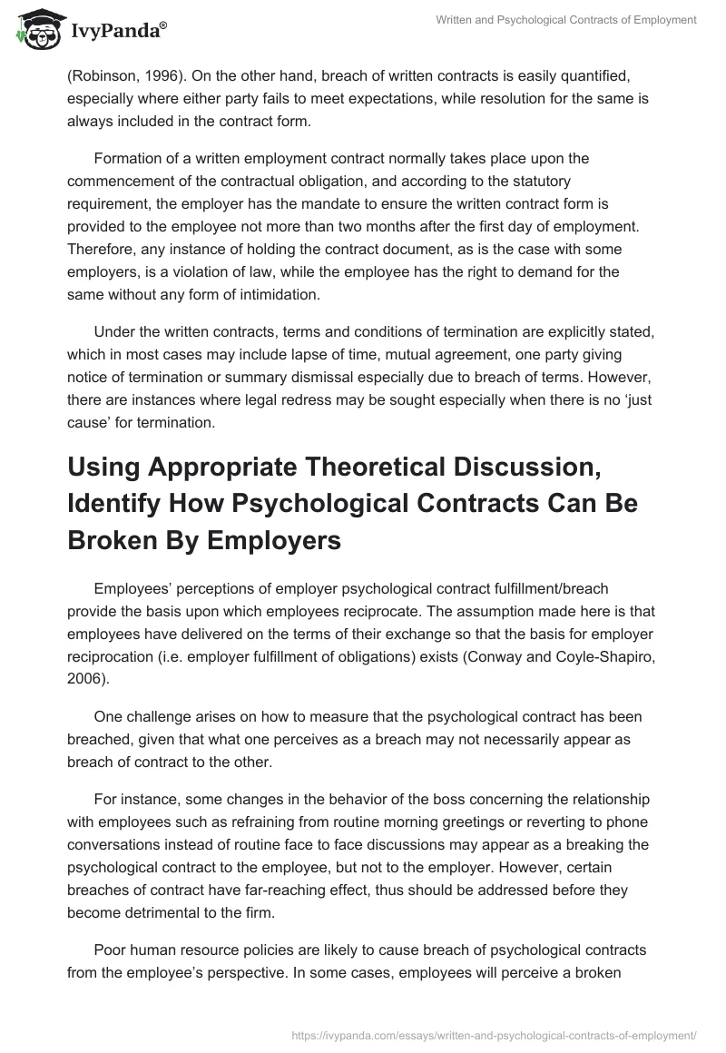 Written and Psychological Contracts of Employment. Page 3