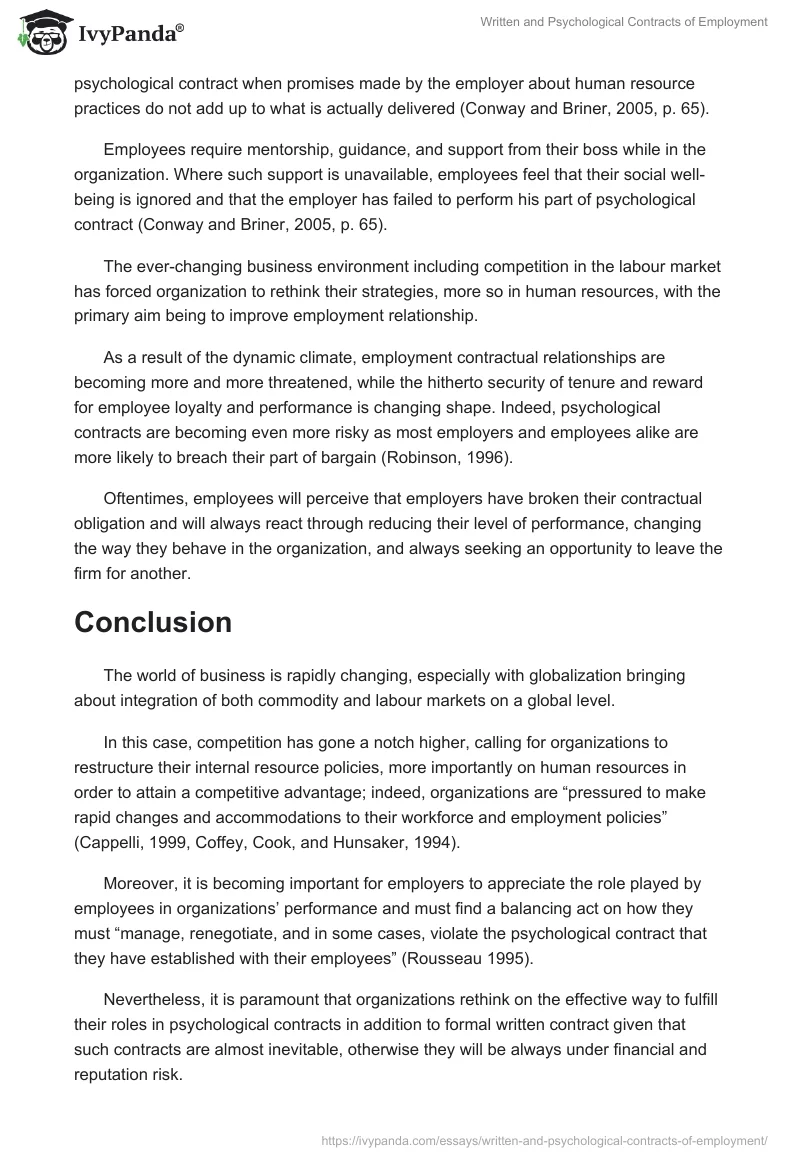 Written and Psychological Contracts of Employment. Page 4