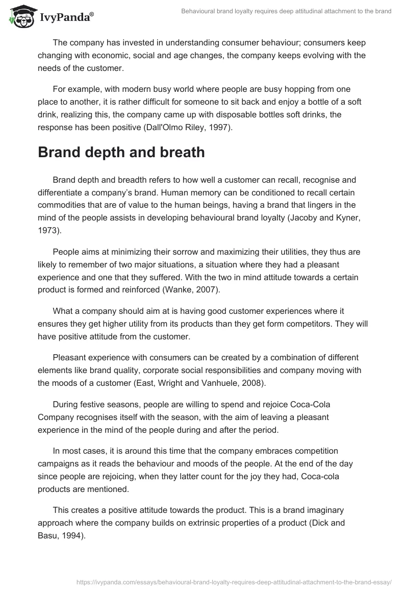 Behavioural Brand Loyalty Requires Deep Attitudinal Attachment to the Brand. Page 3