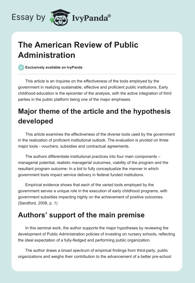 The American Review of Public Administration. Page 1