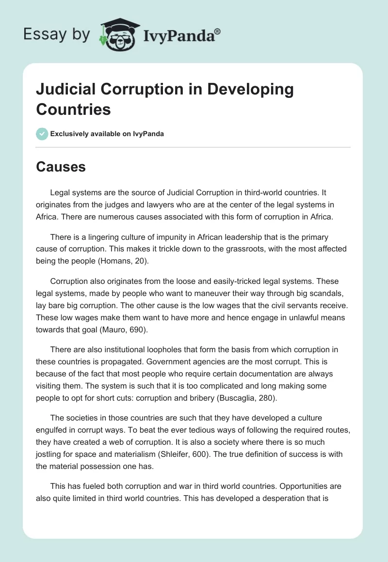 Judicial Corruption in Developing Countries. Page 1