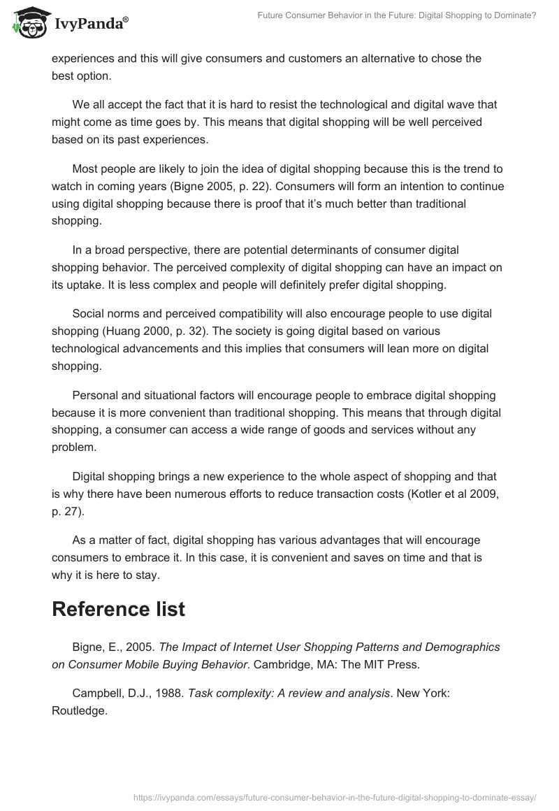 Future Consumer Behavior in the Future: Digital Shopping to Dominate?. Page 2