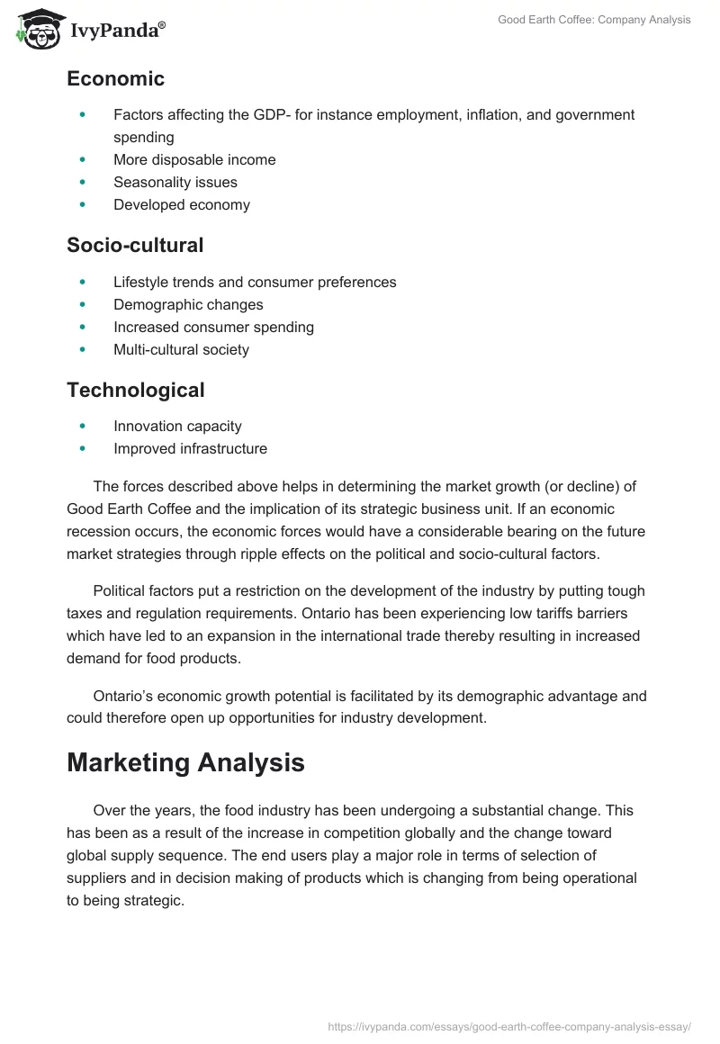 Good Earth Coffee: Company Analysis. Page 5