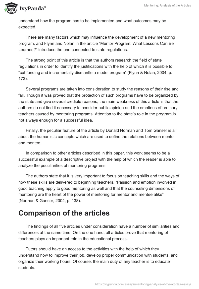 Mentoring: Analysis of the Articles. Page 3