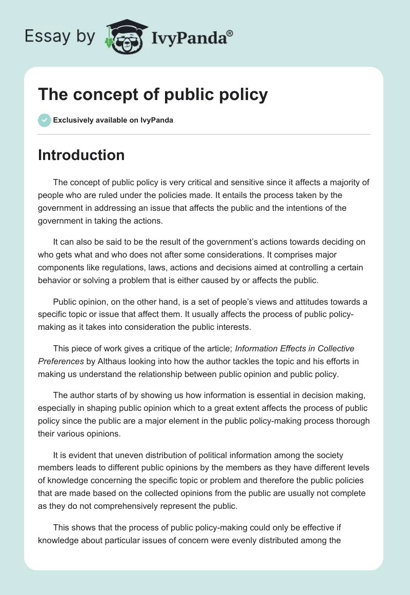 The concept of public policy. Page 1