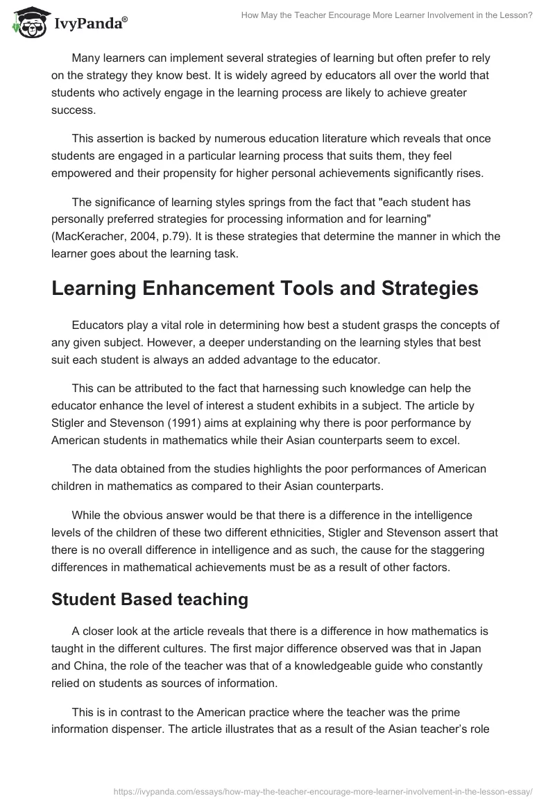 How May the Teacher Encourage More Learner Involvement in the Lesson?. Page 2