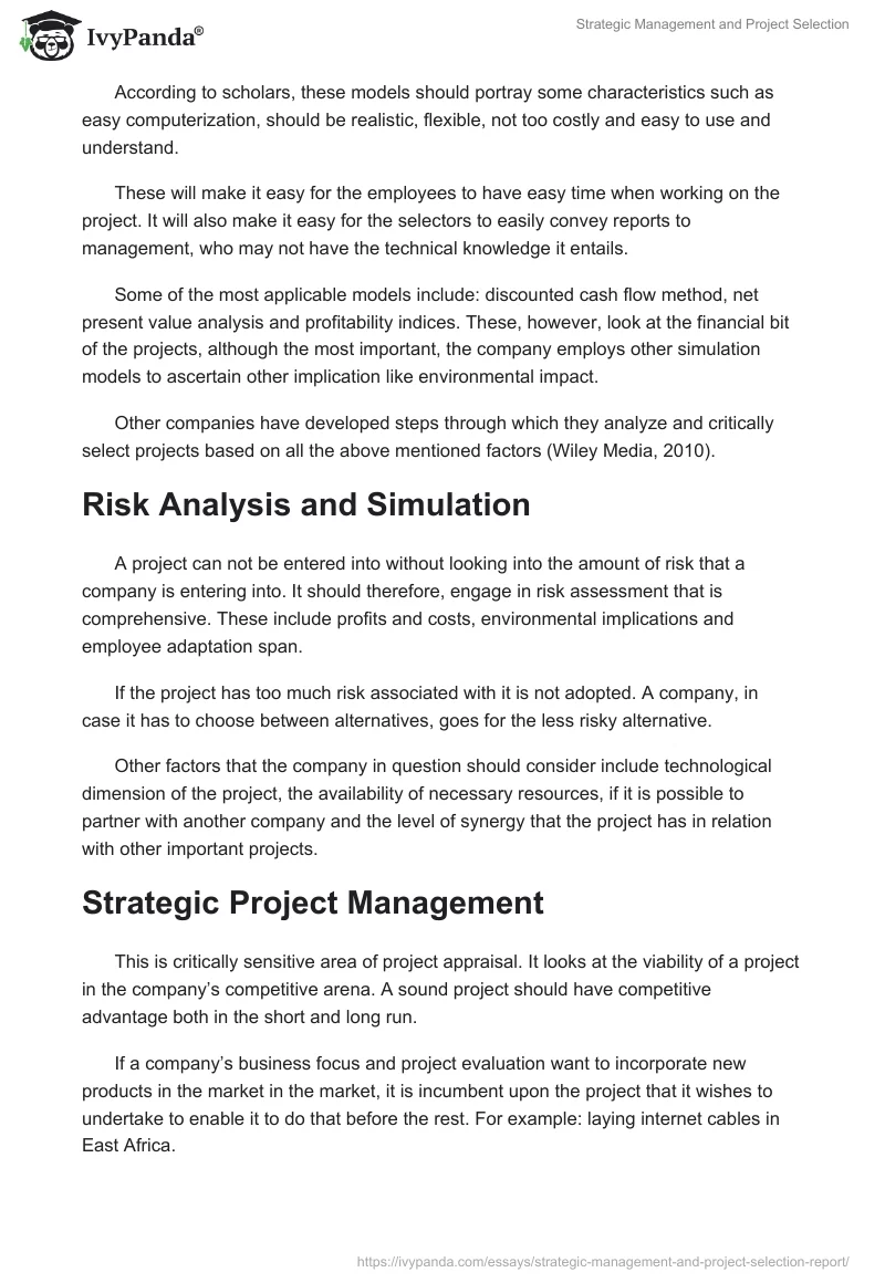 Strategic Management and Project Selection. Page 2