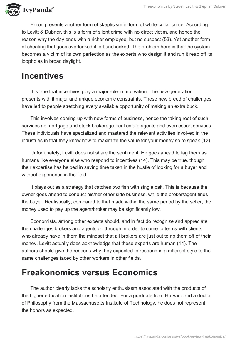 "Freakonomics" by Steven Levitt & Stephen Dubner. Page 3