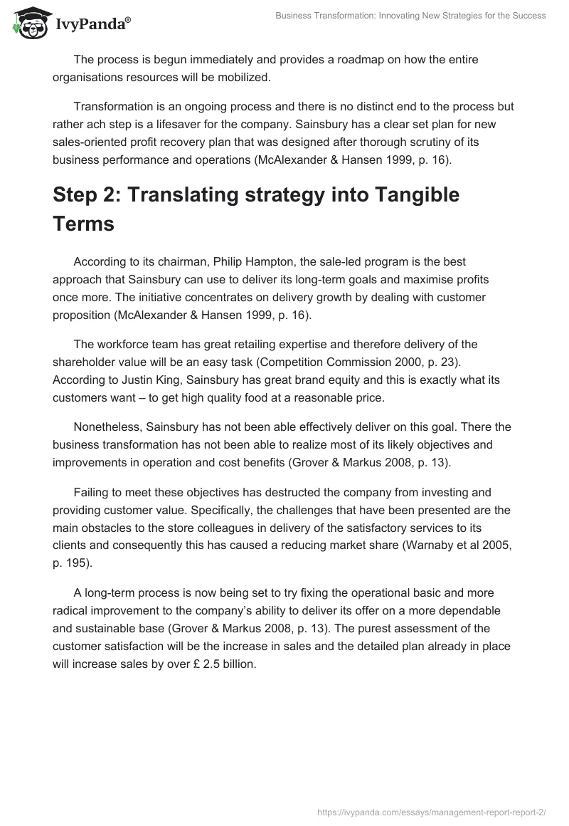 Business Transformation: Innovating New Strategies for the Success. Page 2