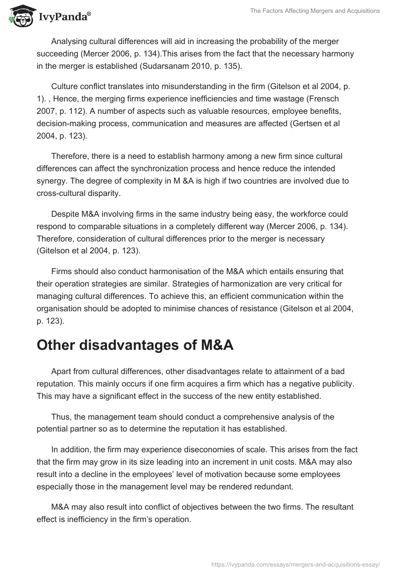 The Factors Affecting Mergers and Acquisitions. Page 3