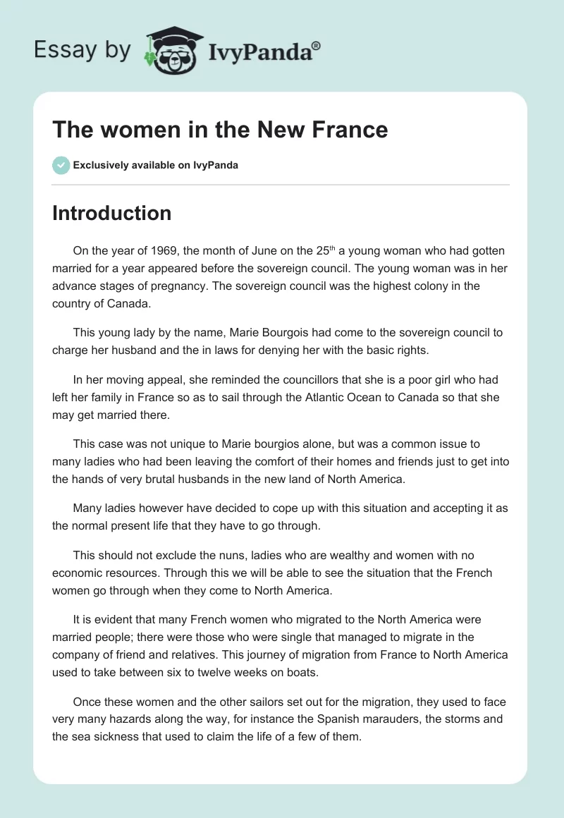 The women in the New France. Page 1