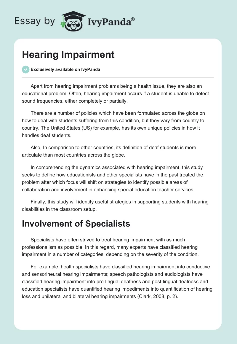 research proposal on hearing impairment