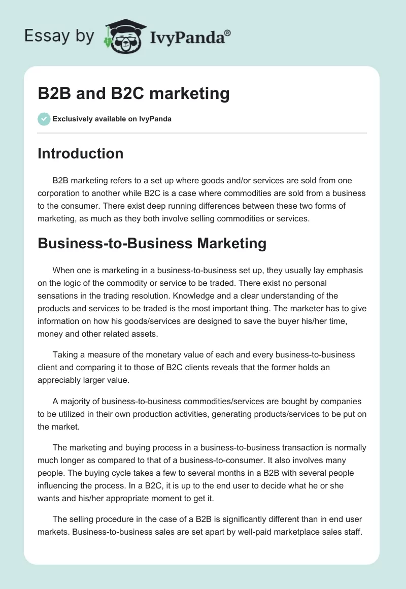 B2B and B2C marketing. Page 1