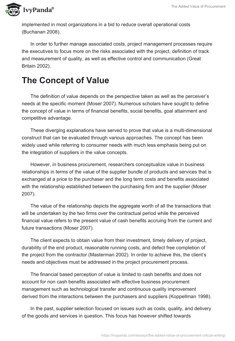 The Added Value of Procurement. Page 3