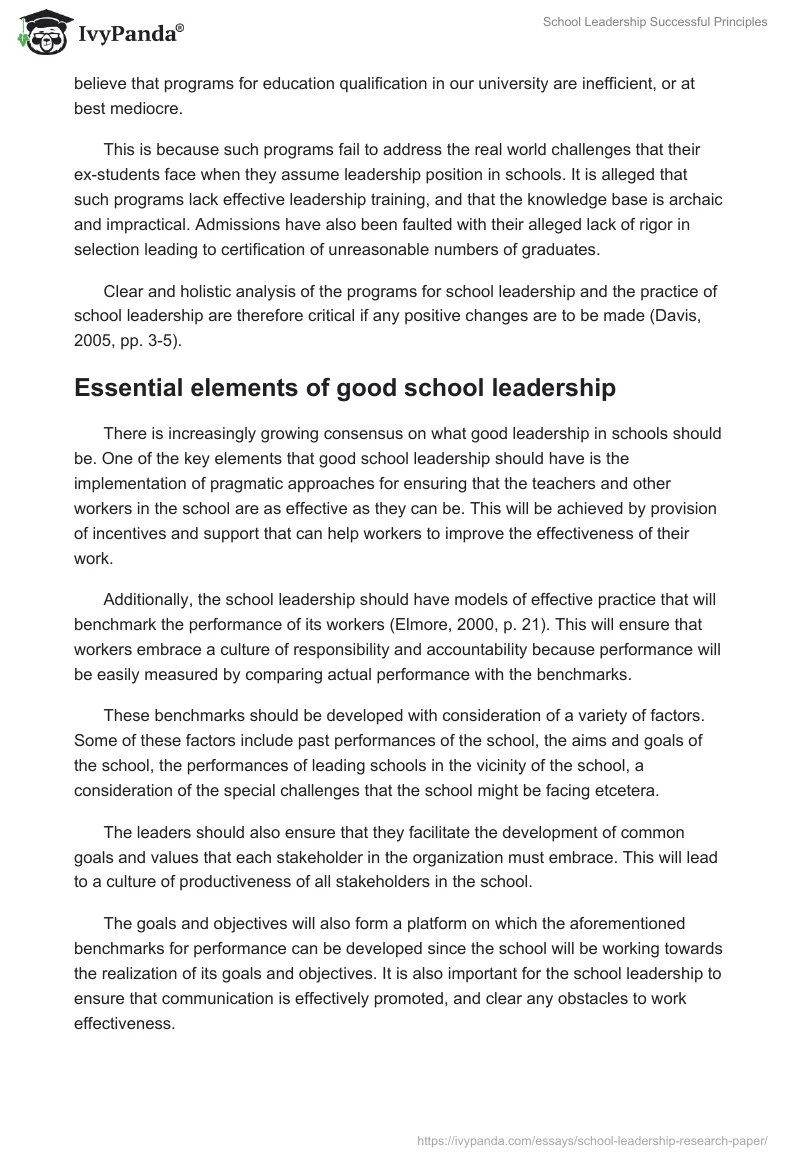 School Leadership Successful Principles. Page 2