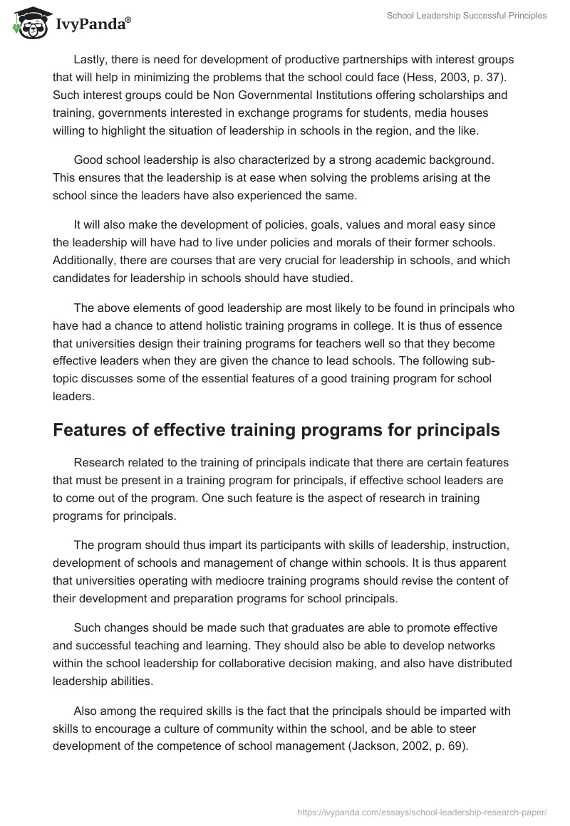 School Leadership Successful Principles. Page 3
