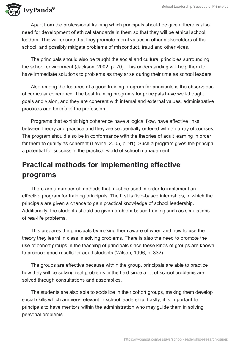 School Leadership Successful Principles. Page 4