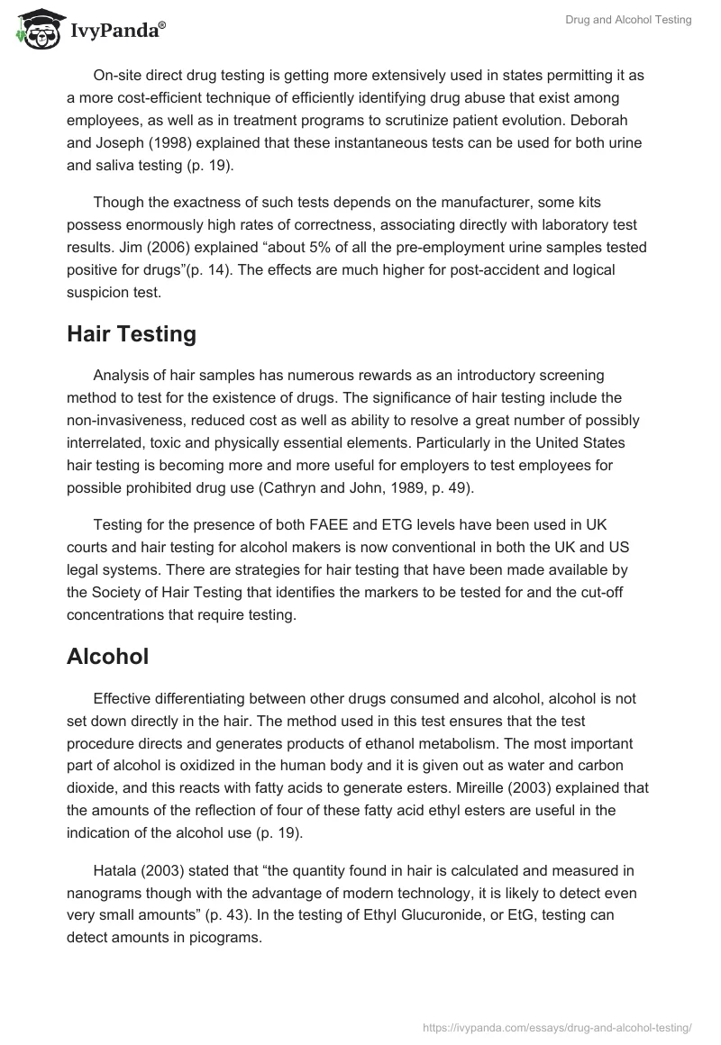 Drug and Alcohol Testing. Page 2