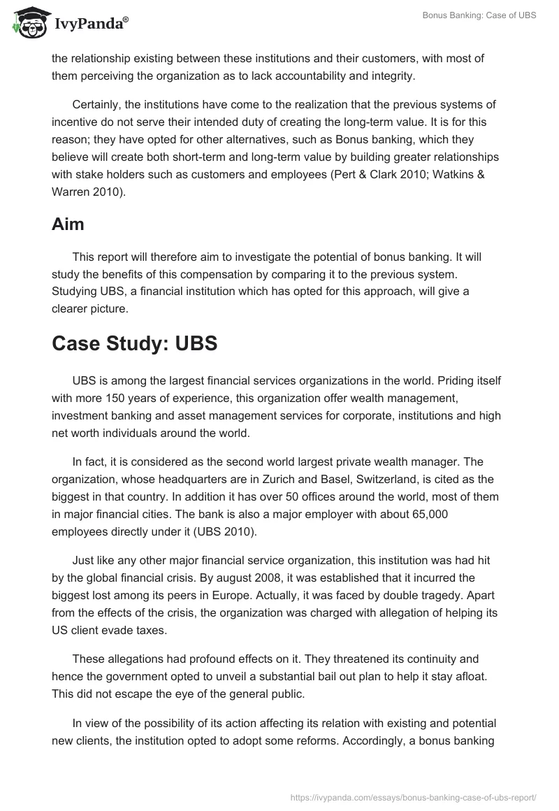 Bonus Banking: Case of UBS. Page 2