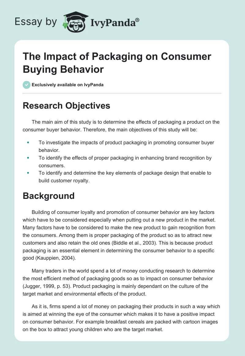 The Impact of Packaging on Consumer Buying Behavior. Page 1