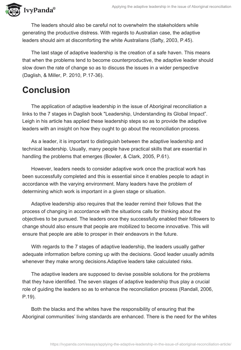 Applying the adaptive leadership in the issue of Aboriginal reconciliation. Page 5