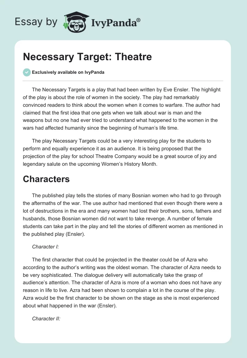 Necessary Target: Theatre. Page 1