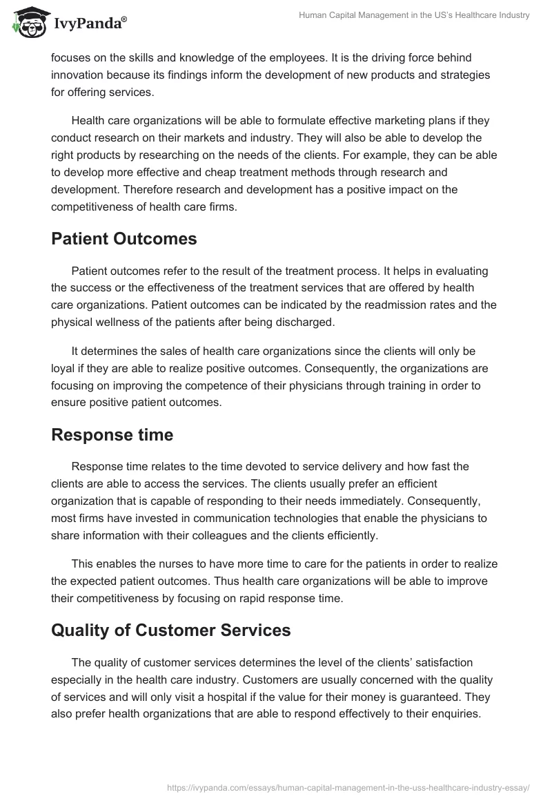 Human Capital Management in the US’s Healthcare Industry. Page 5