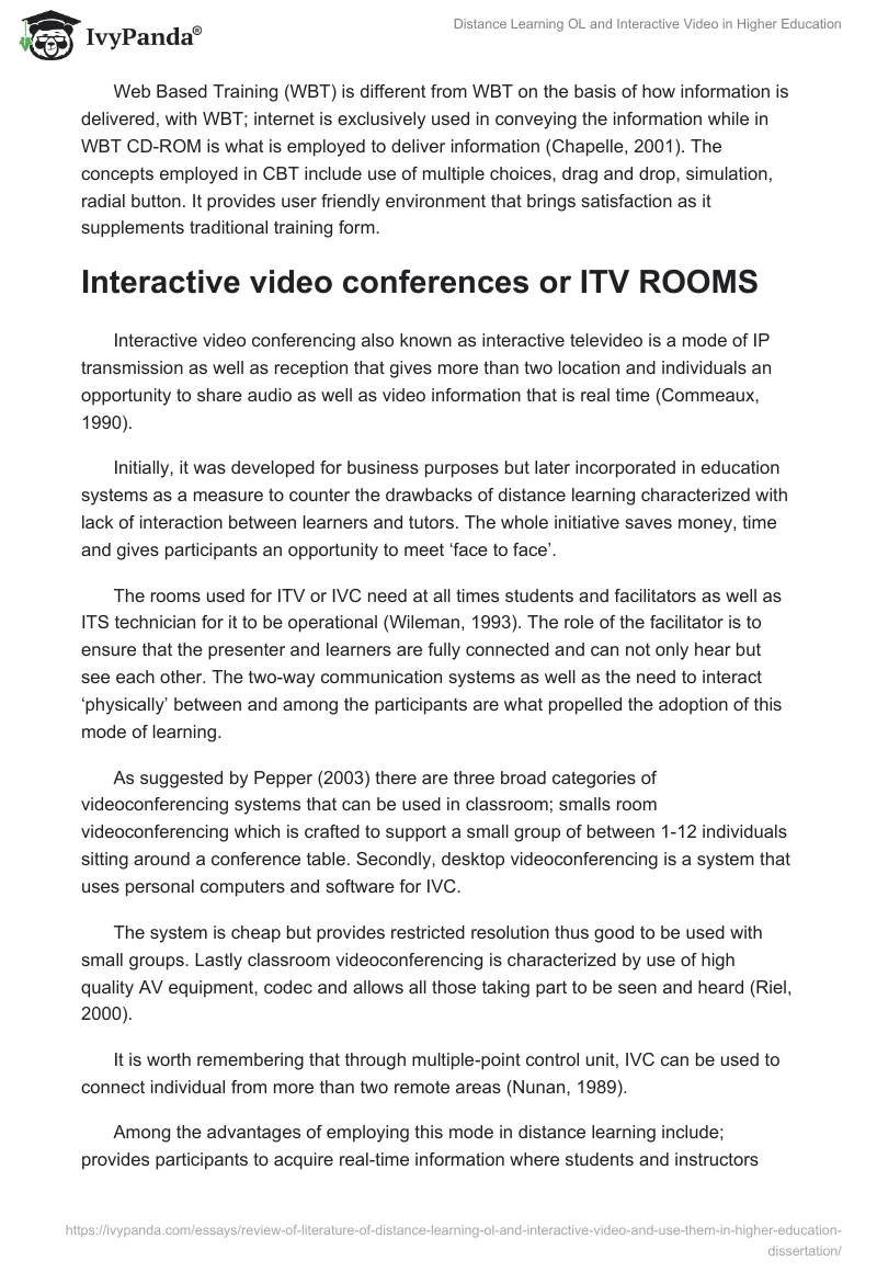Distance Learning OL and Interactive Video in Higher Education. Page 3