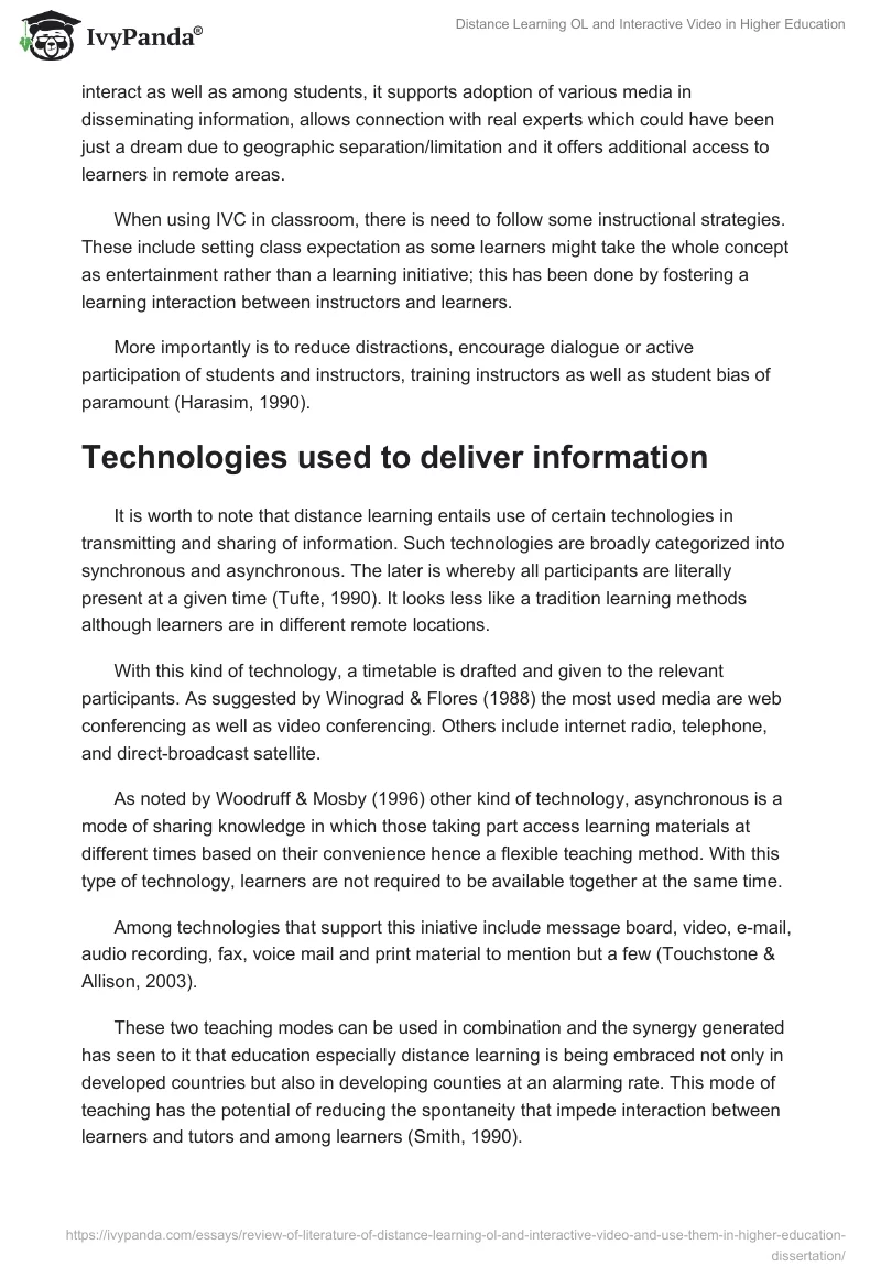 Distance Learning OL and Interactive Video in Higher Education. Page 4
