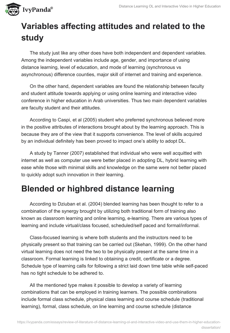 Distance Learning OL and Interactive Video in Higher Education. Page 5