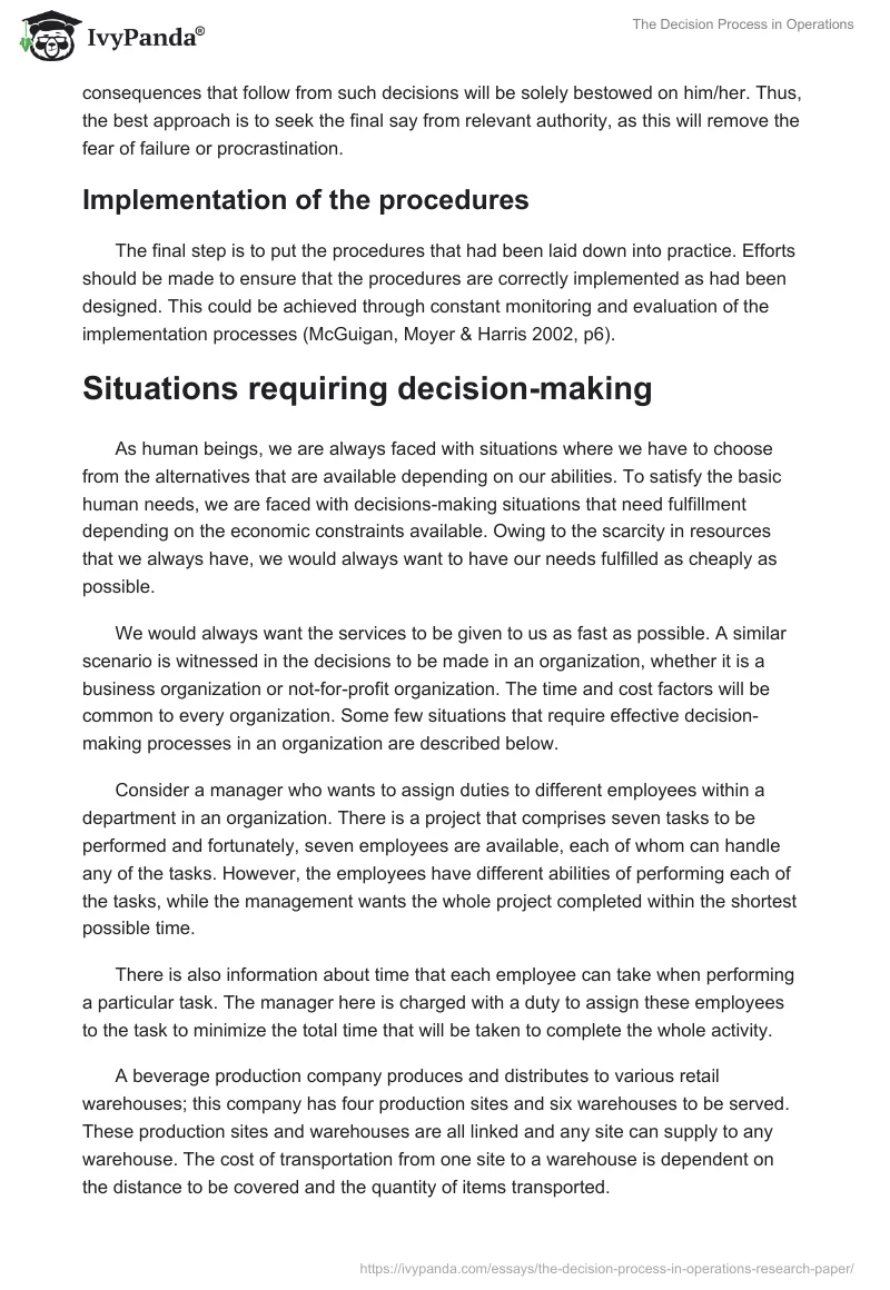 The Decision Process in Operations. Page 5