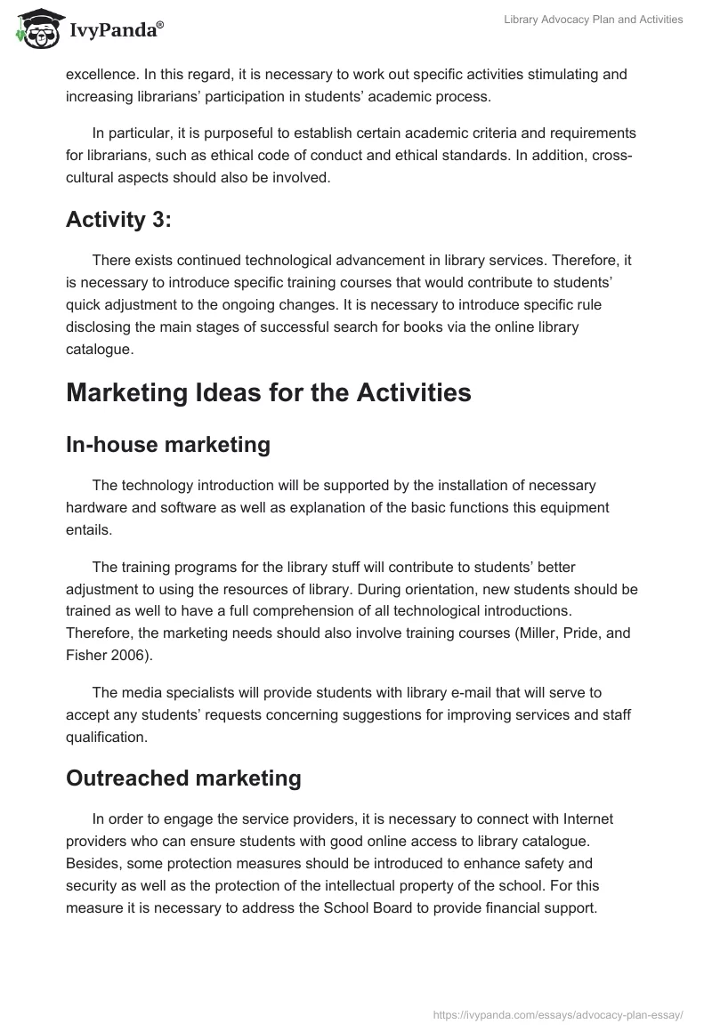 Library Advocacy Plan and Activities. Page 3