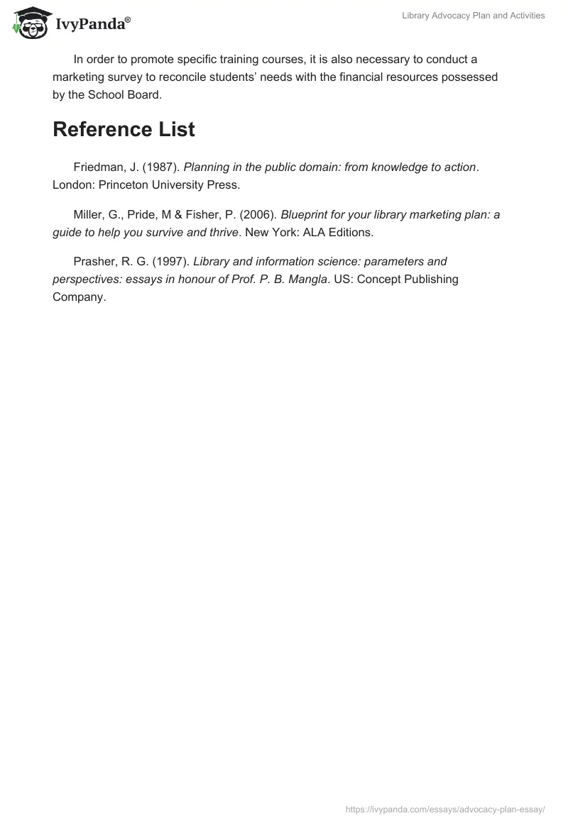 Library Advocacy Plan and Activities. Page 4
