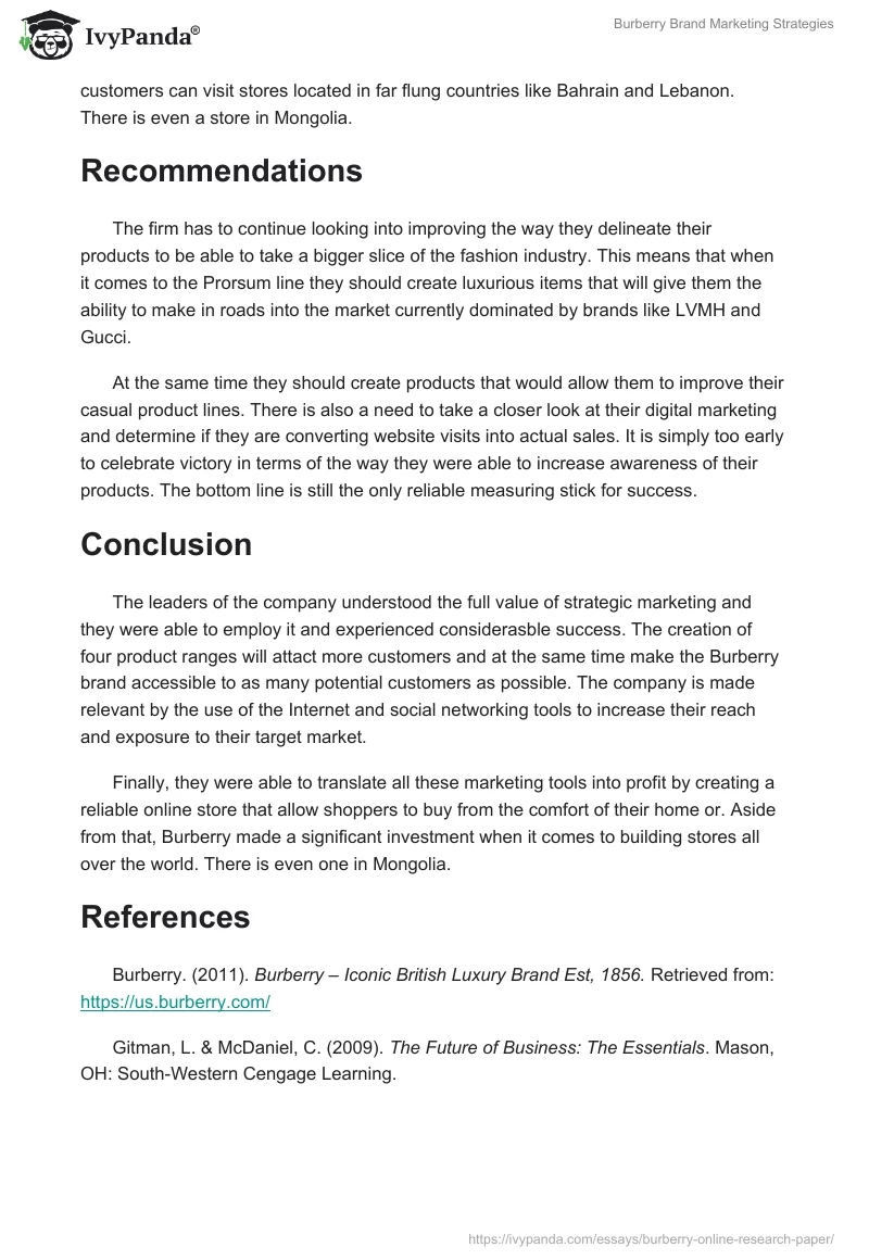 Burberry Brand Marketing Strategies. Page 5