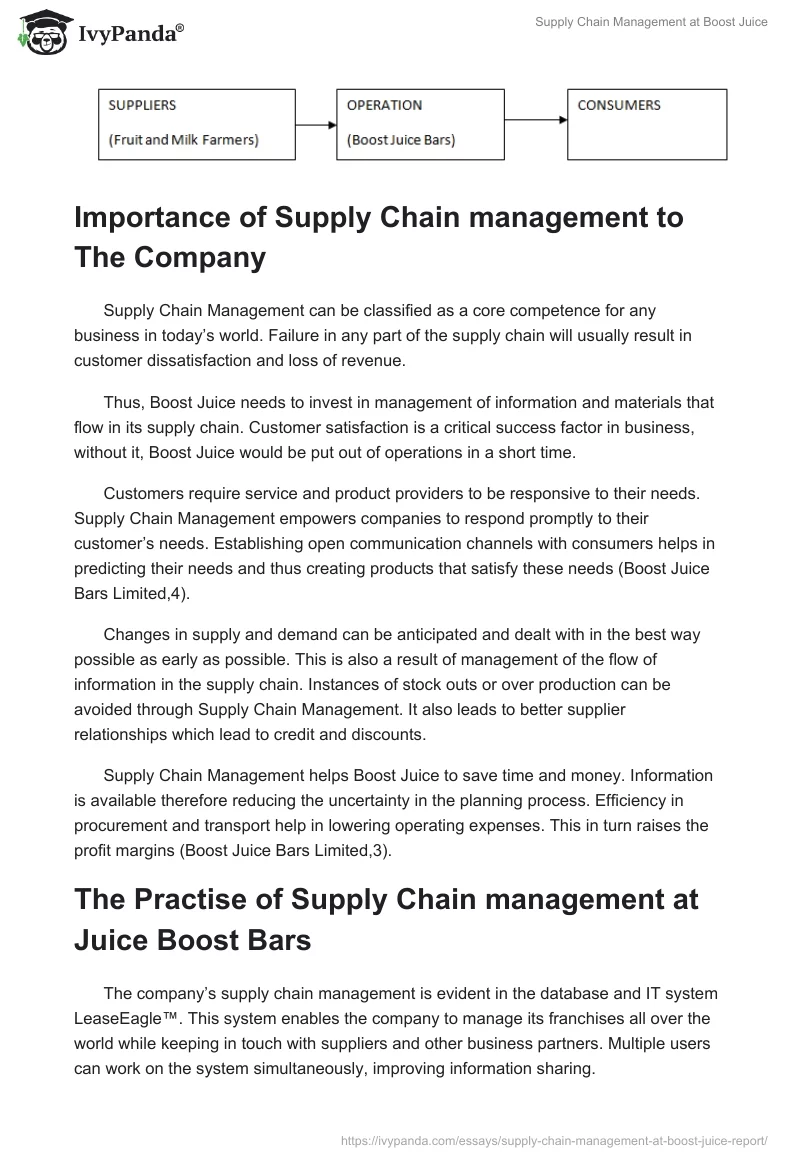 Supply Chain Management at Boost Juice. Page 3