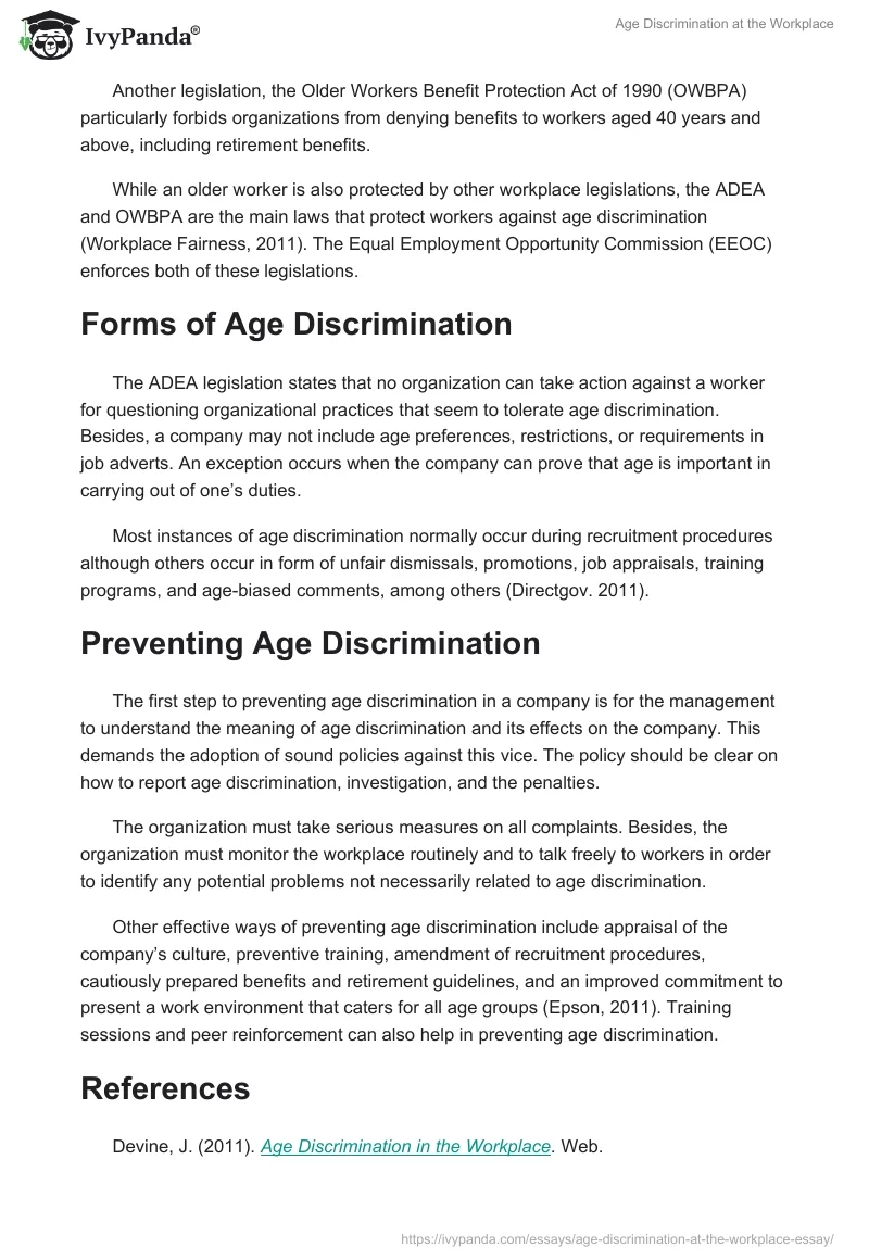 Age Discrimination at the Workplace. Page 2