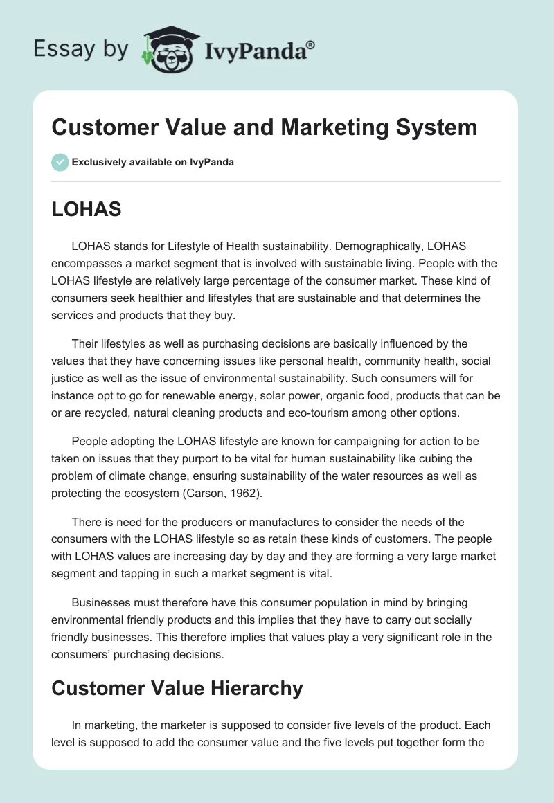 Customer Value and Marketing System. Page 1