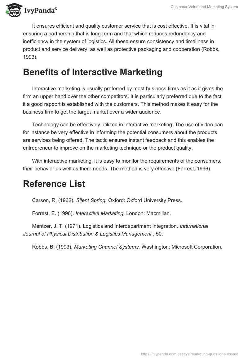 Customer Value and Marketing System. Page 3
