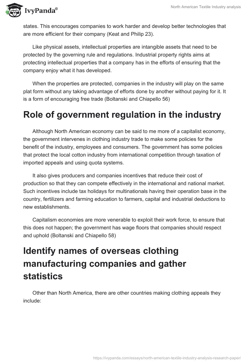 North American Textile Industry analysis. Page 4