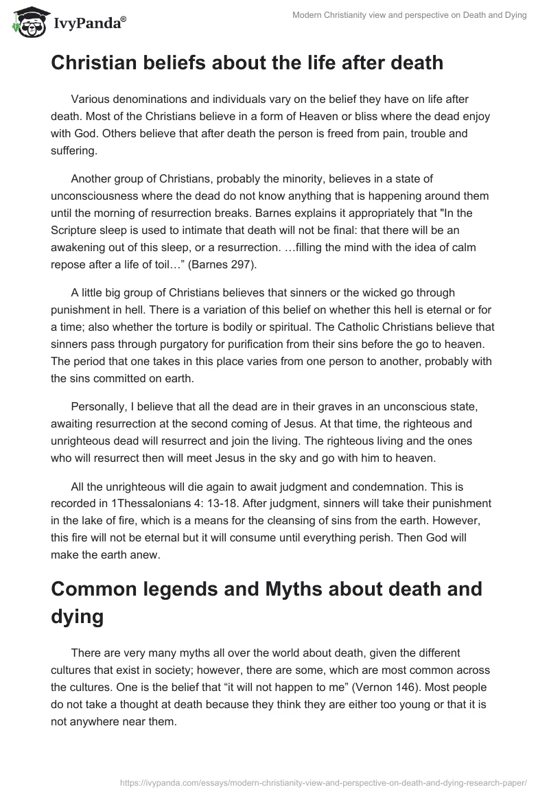 Modern Christianity View and Perspective on Death and Dying. Page 3