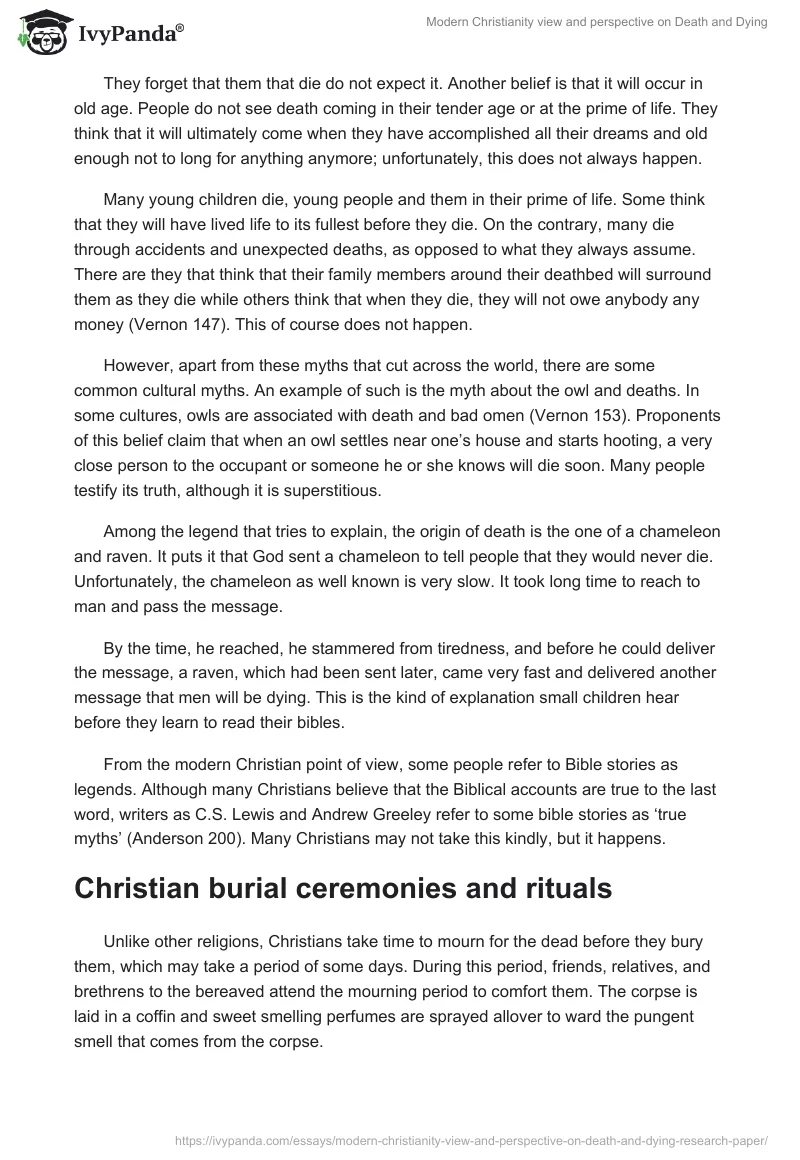 Modern Christianity View and Perspective on Death and Dying. Page 4