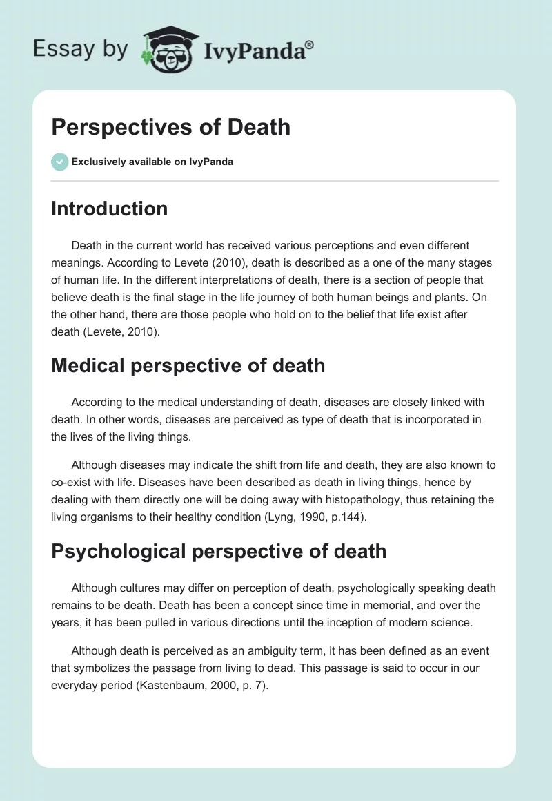 Perspectives of Death. Page 1