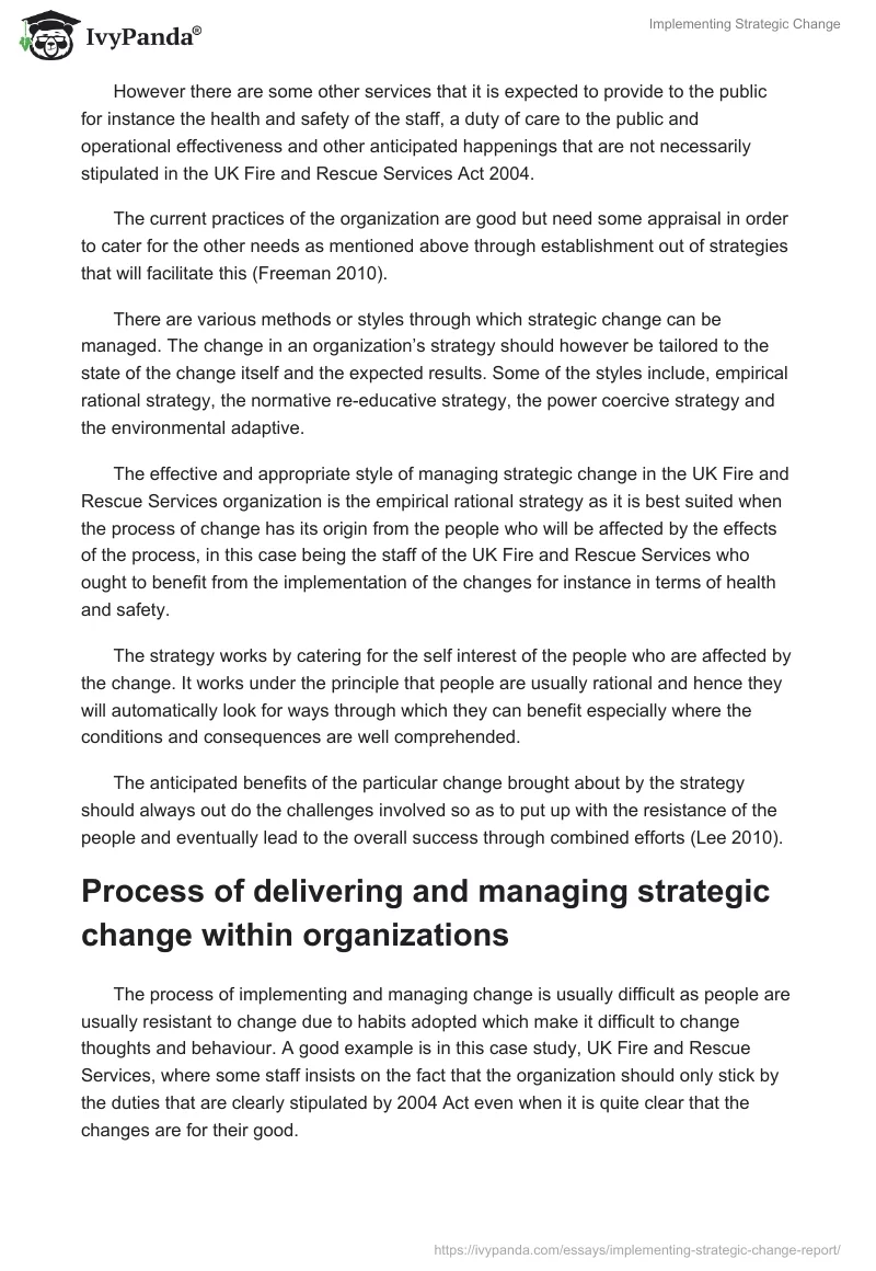 Implementing Strategic Change. Page 2