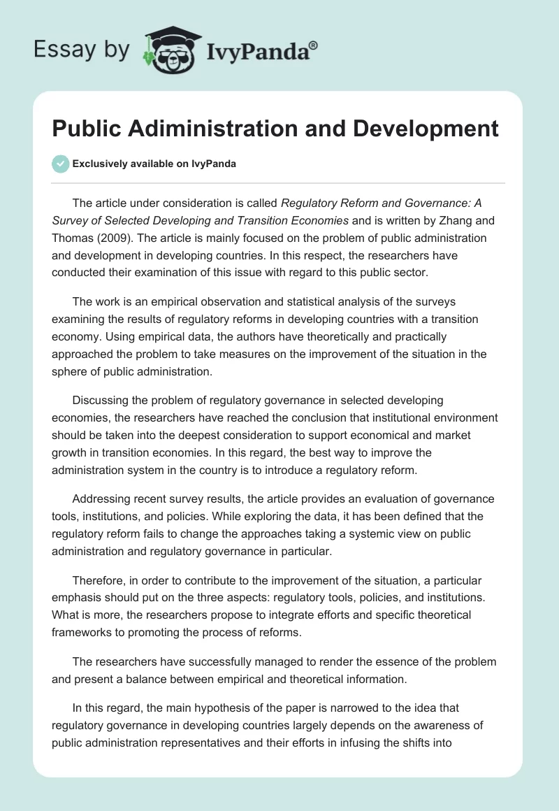 Public Adiministration and Development. Page 1