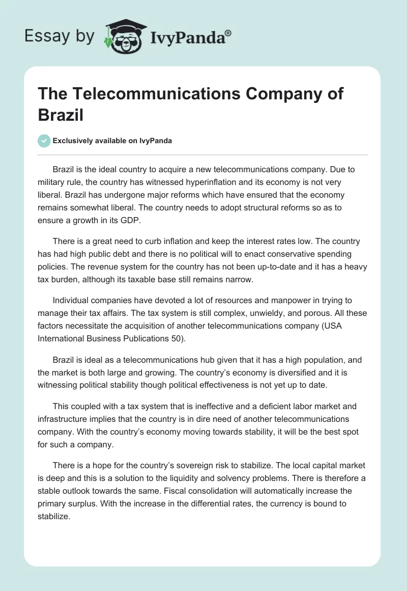 The Telecommunications Company of Brazil. Page 1