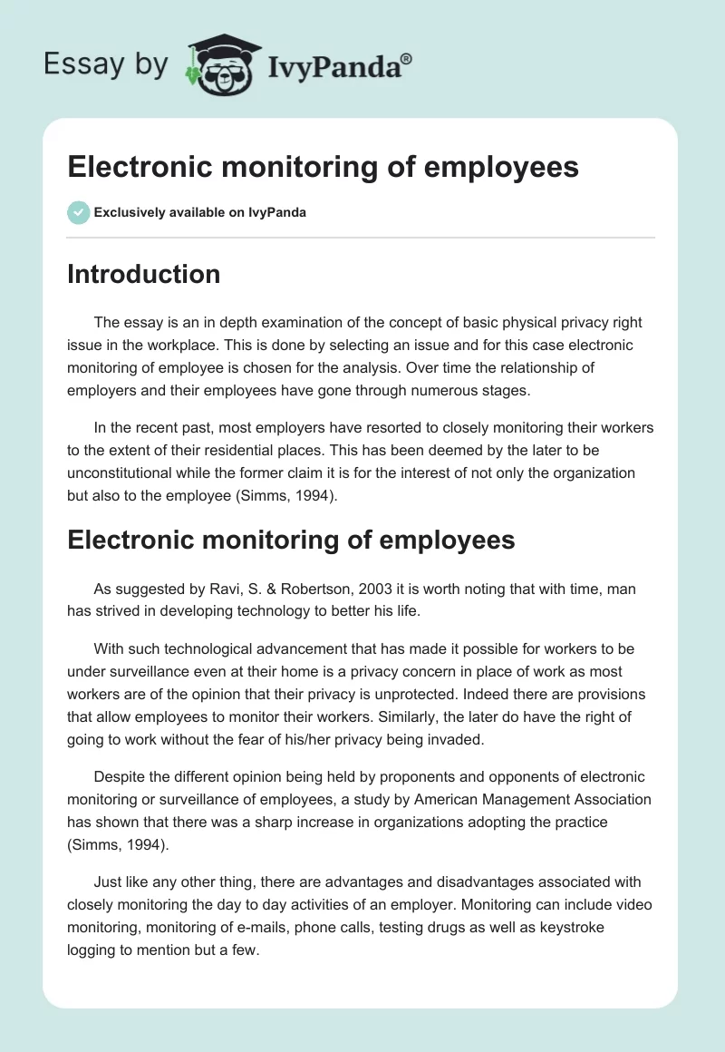Electronic monitoring of employees. Page 1