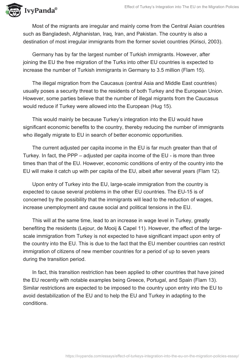 Effect of Turkey’s Integration into The EU on the Migration Policies. Page 2